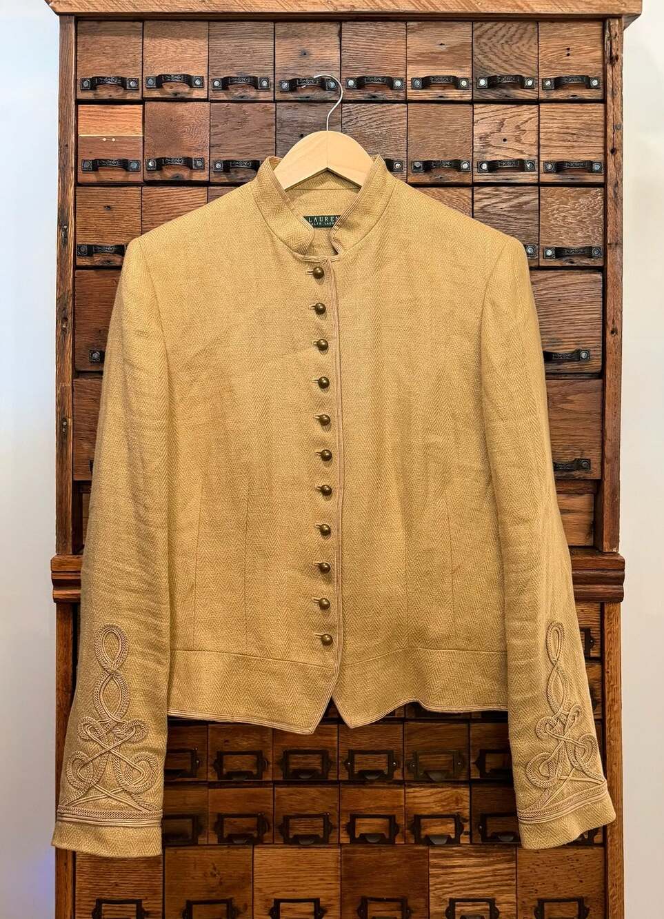 Ralph Lauren Linen Military Style Jacket Size 12 - Fits Like M - PTP 20